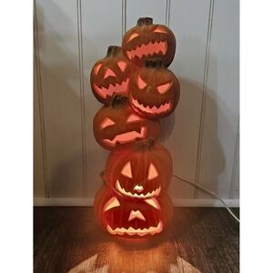 Stacked Jack-O-Lantern 18" Lighted Halloween Fall Decor Vintage Blow Mold 1993